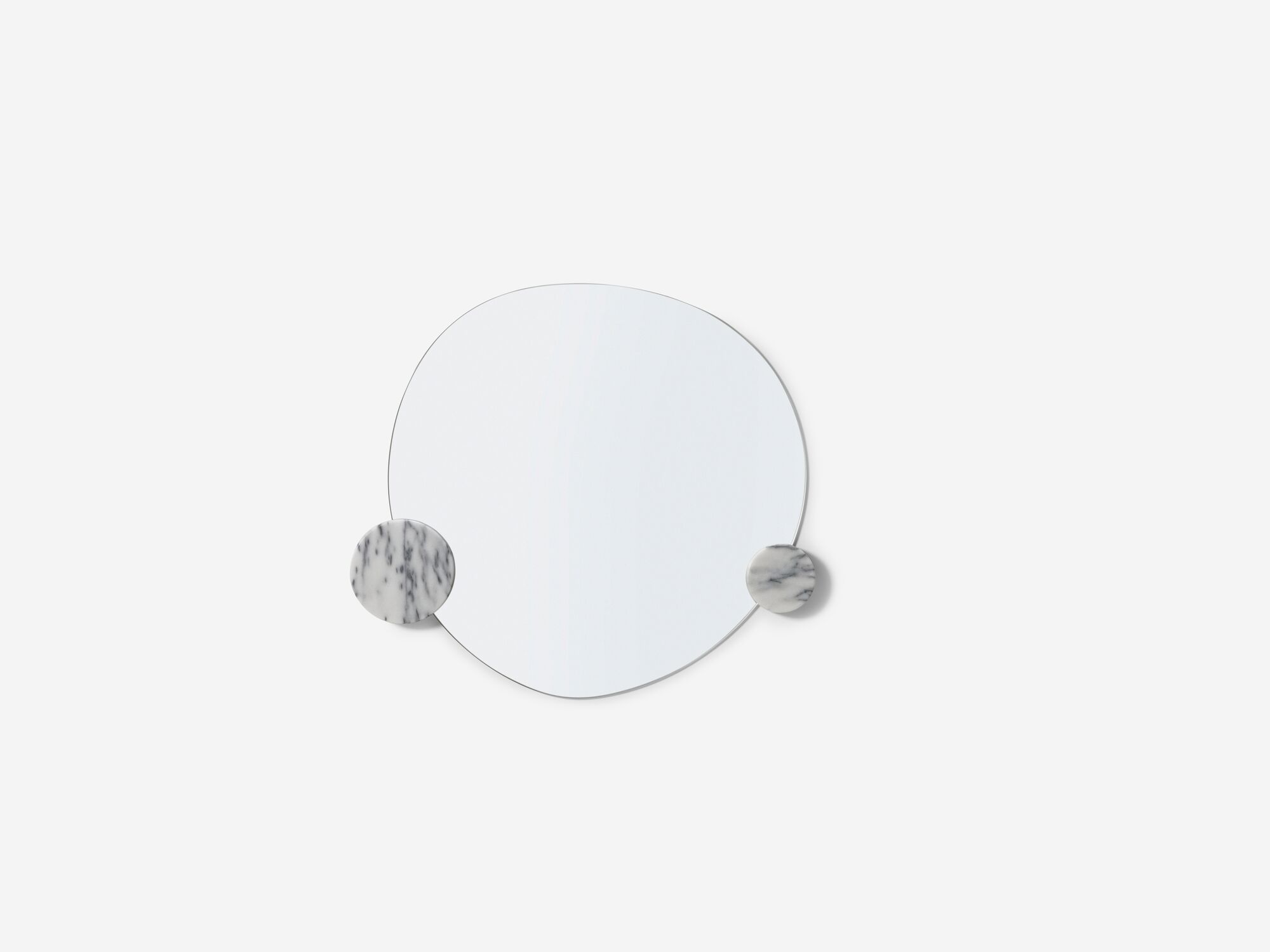 Modern wall mirror with white marble knobs top view